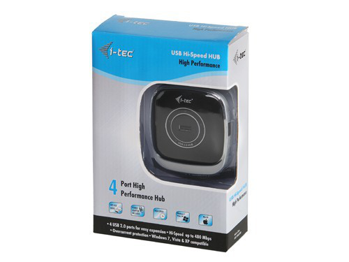 i-tec USB2HUB4 interface hub 480 Mbit/s Black, Silver – image 2