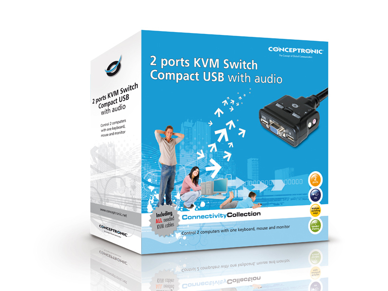 Conceptronic 2-ports USB Pocket KVM Switch + Audio – image 5