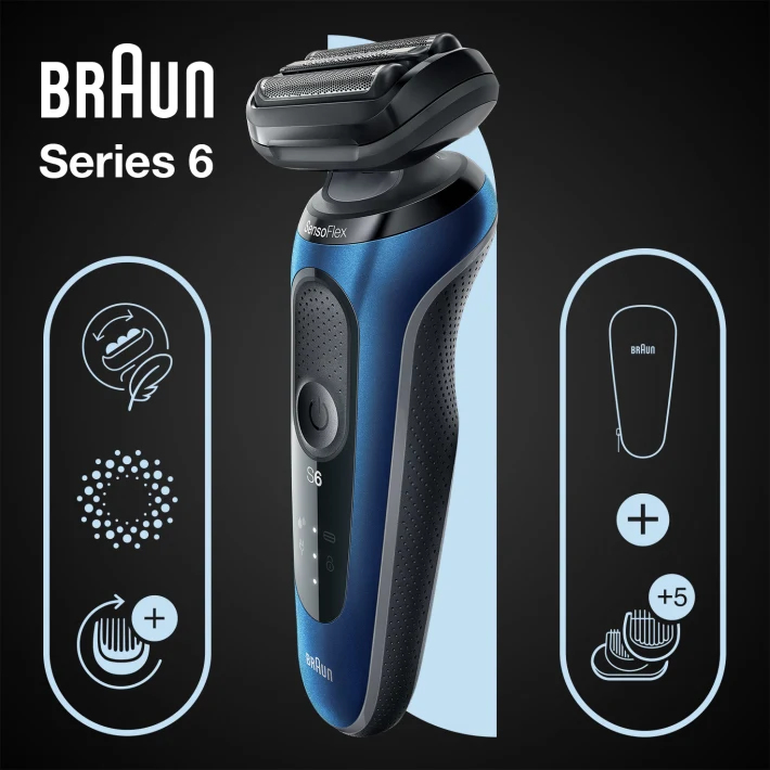 Braun Series 6 61-B1500s Foil shaver Trimmer Blue – image 1