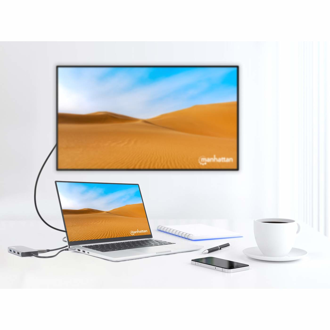 Manhattan USB-C Dock/Hub with Card Reader, Ports (x6): Ethernet, HDMI, USB-A (x3) and USB-C, With Power Delivery (100W) to USB-C Port (Note additional USB-C wal – image 8