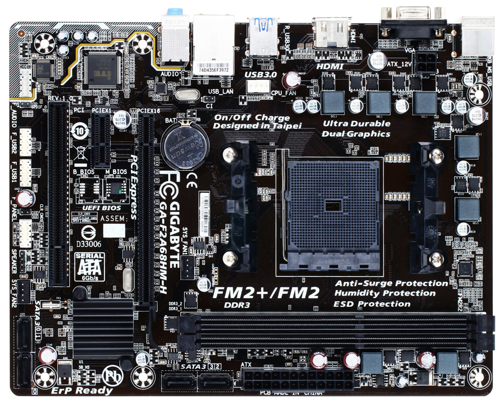 GIGABYTE GA-F2A68HM-H motherboard AMD A68H Socket FM2+ micro ATX – image 2