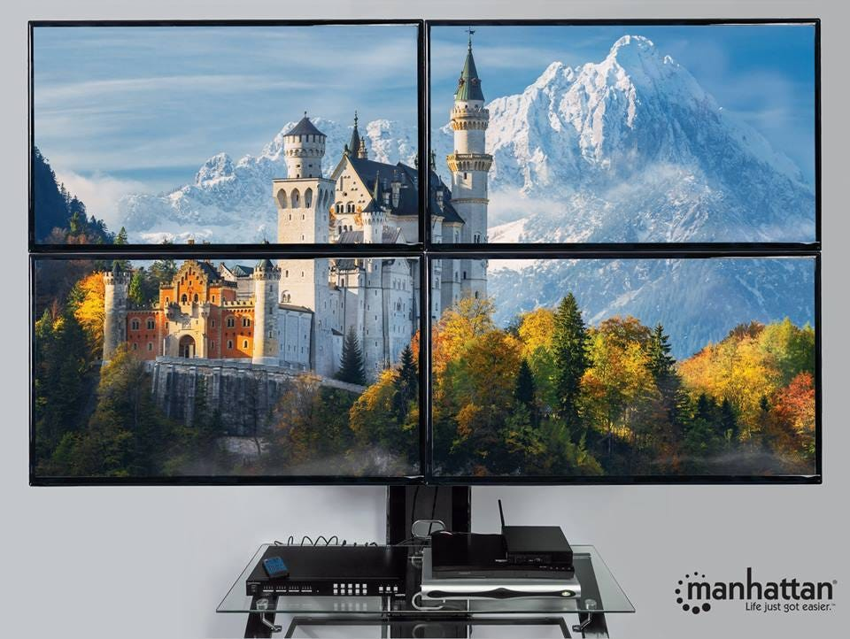 Manhattan 1080p 2x2 4-Display HDMI Video Wall Matrix, Switch/Splitter Matrix, Video Wall Function, Four Inputs and Four Outputs, Manual or GUI Interface, Video – image 2