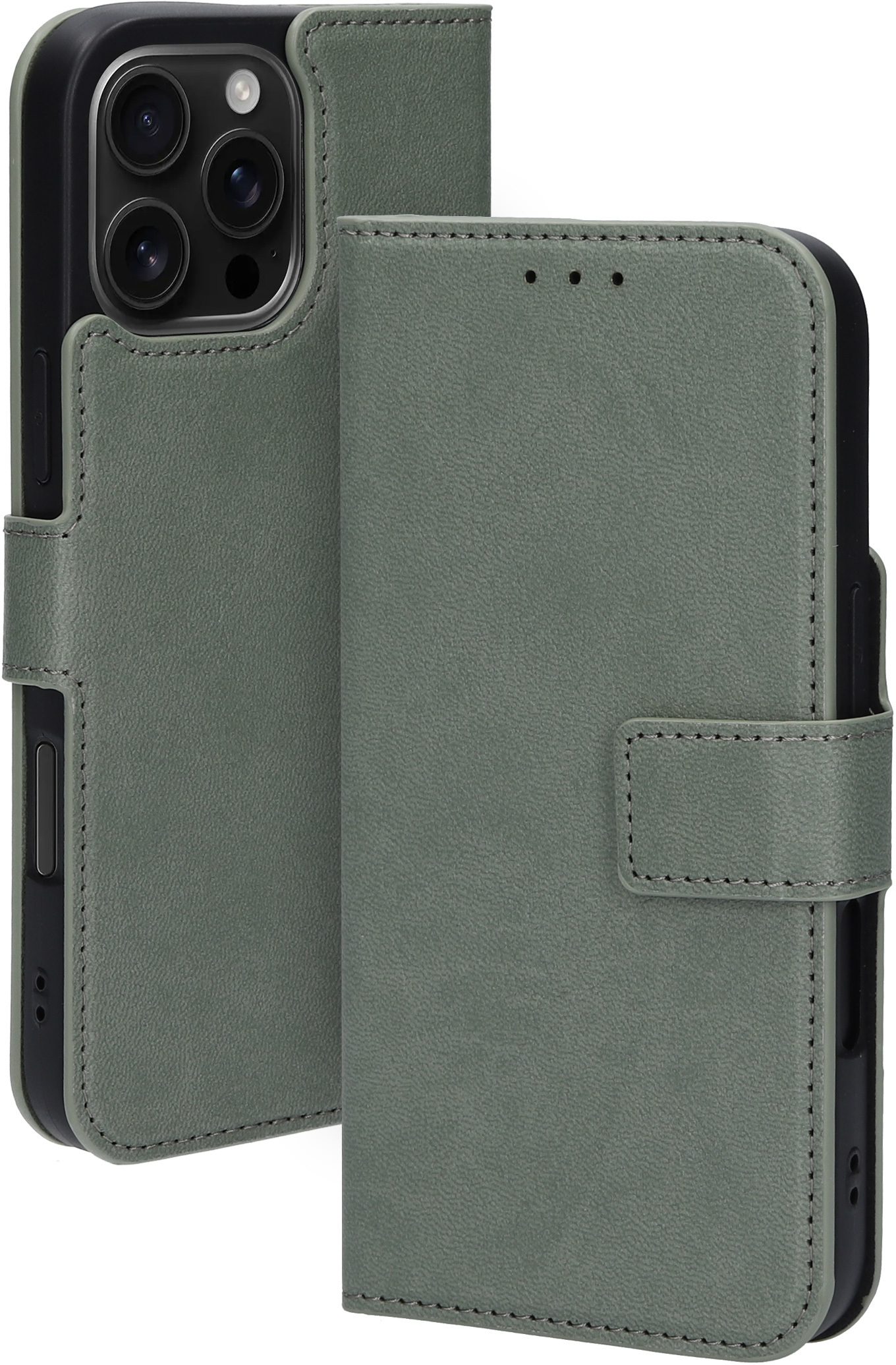 Mobiparts Classic Wallet Case Apple iPhone 16 Pro Max Stone Green (MagSafe Compatible)