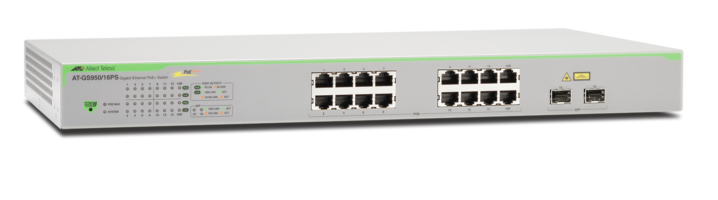 Allied Telesis AT-GS950/16PS-50 Managed Gigabit Ethernet (10/100/1000) Power over Ethernet (PoE) Grey – image 2