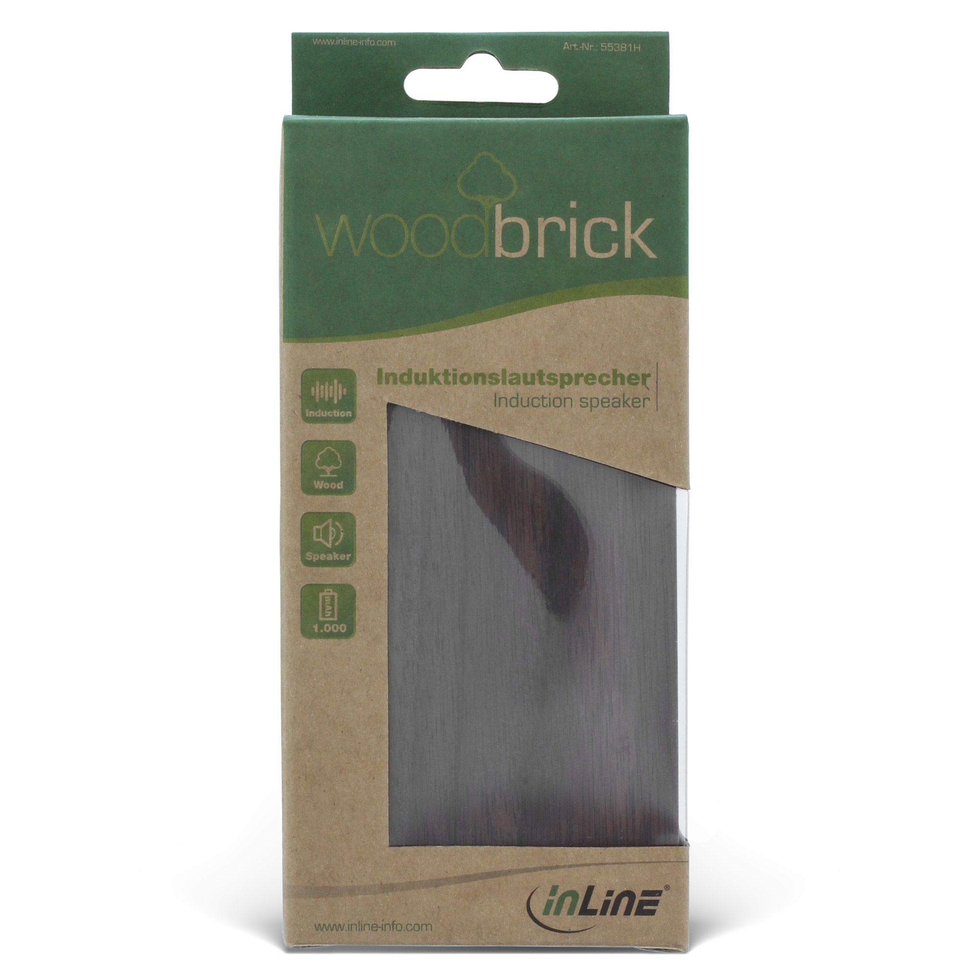 InLine woodbrick, Induction speaker in real wooden case – image 8