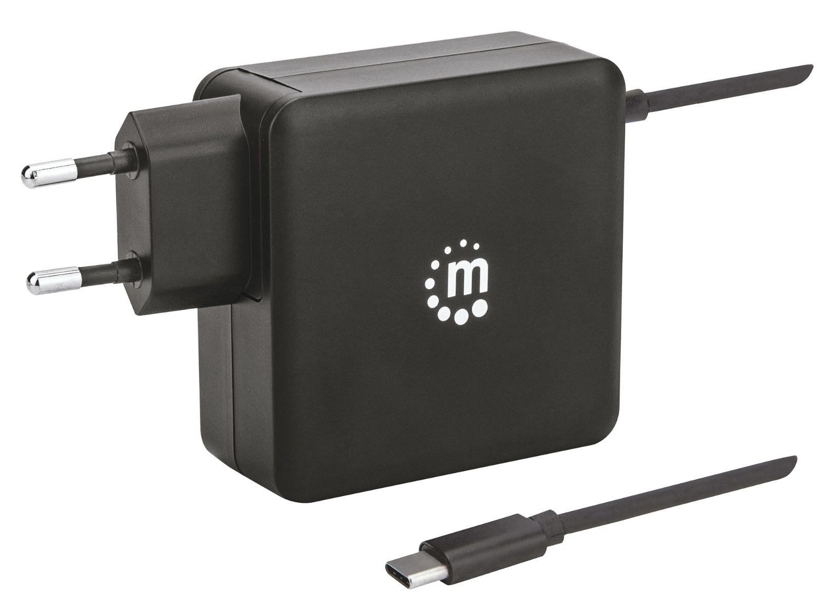 Manhattan Wall/Power Mobile Device Charger (Euro 2-pin), USB-C and USB-A ports, USB-C Output: – image 1