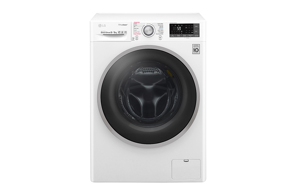 LG F4J7FH1W washer dryer Freestanding Front-load Black, White