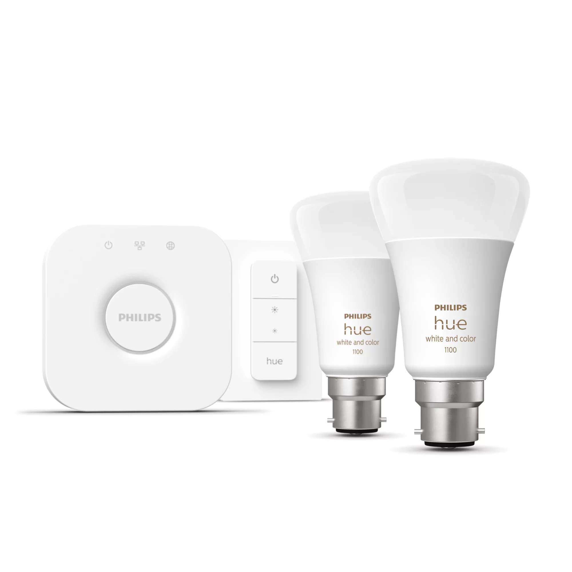 Philips by Signify Philips Hue White and colour ambience Starter kit: 2 B22 smart bulbs (1100) + dimmer switch – image 2