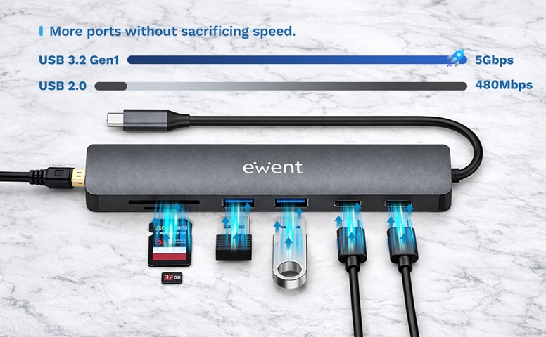 Ewent EW1152 laptop dock/port replicator Wired USB 3.2 Gen 1 (3.1 Gen 1) Type-C Grey – image 9