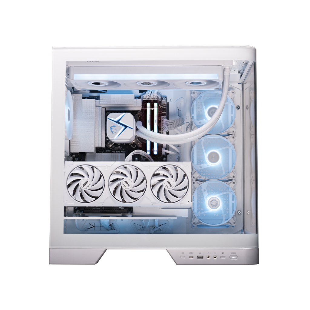 MSI MEG Vision Vision ZS 9NVV-2080US AMD Ryzen™ 9 9950X3D 32 GB DDR5-SDRAM 2 TB SSD NVIDIA GeForce RTX 5080 Windows 11 Home Desktop PC White image 4