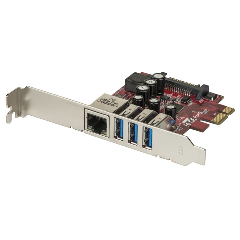 Lindy USB 3.1 Gen1 and Gigabit LAN Card 4 Port, PCIe