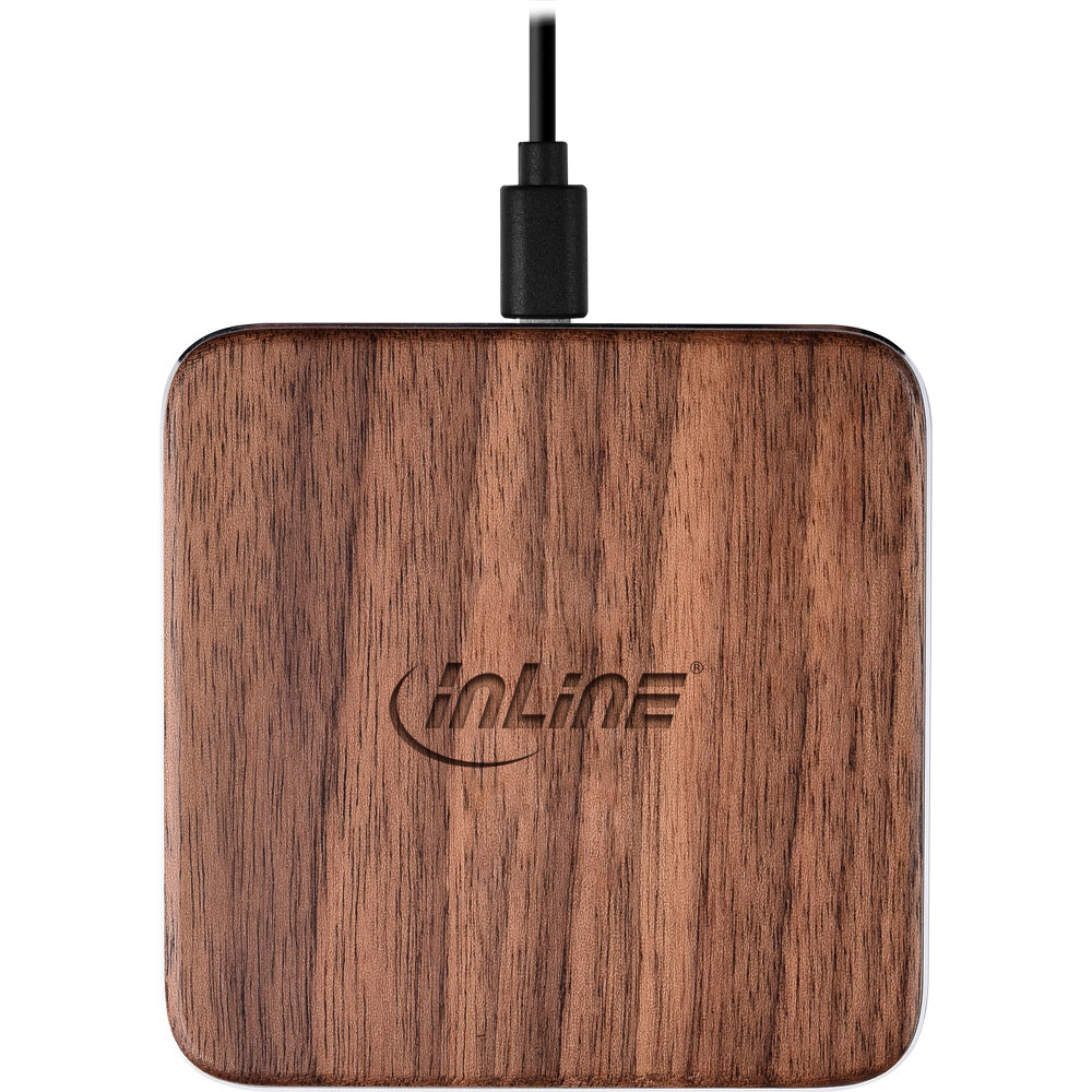 InLine 33393U mobile device charger Universal Walnut USB Wireless charging Indoor – image 2