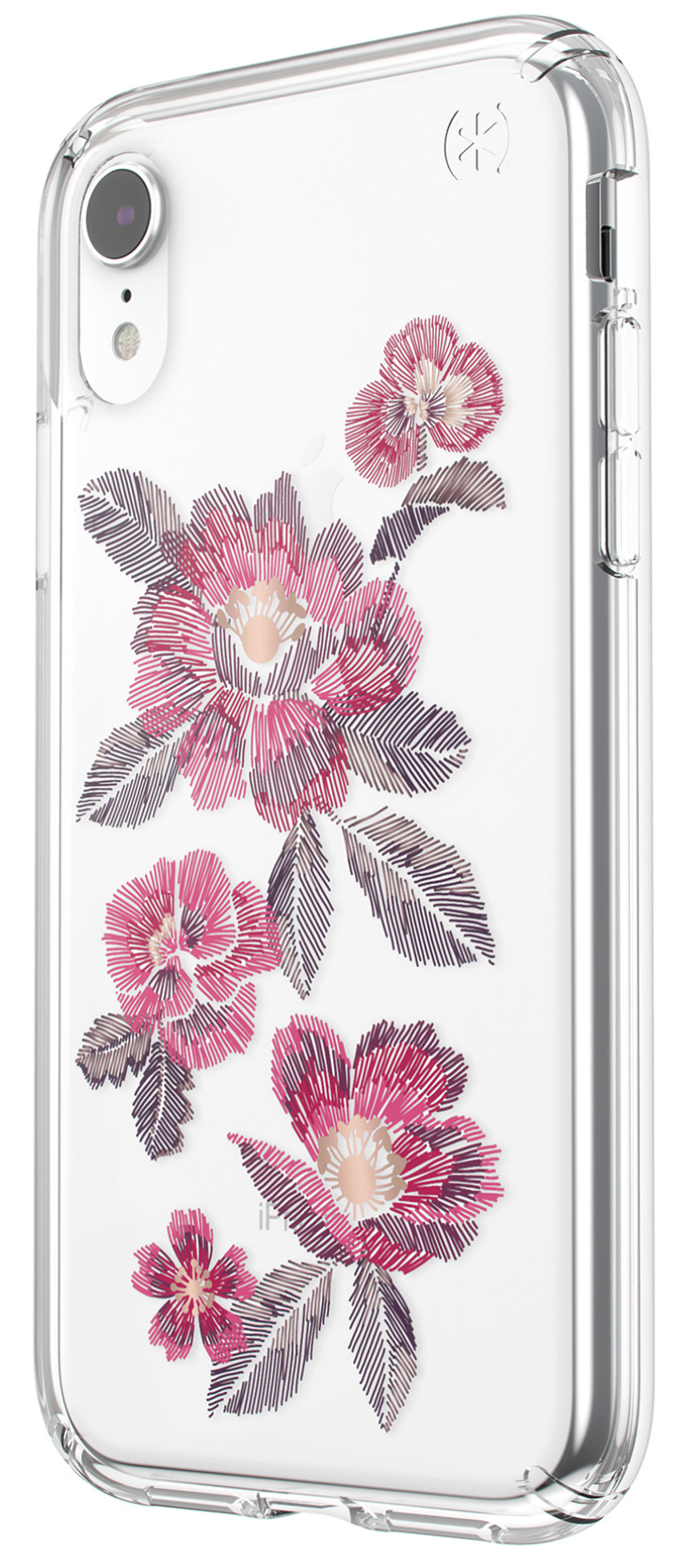Speck Presidio Clear + Print Apple iPhone XR Embroideredfloral Fuchsia/Clear – image 3