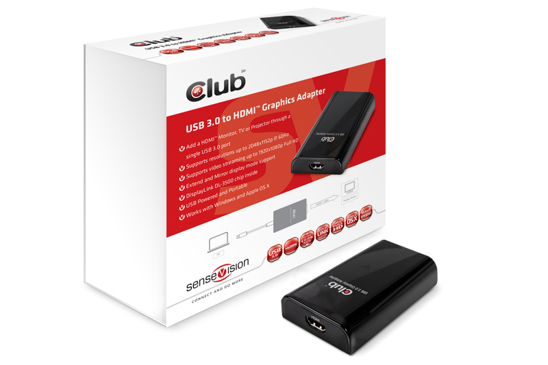 CLUB3D SenseVision USB3.0 to HDMI Graphics Adapter – image 1