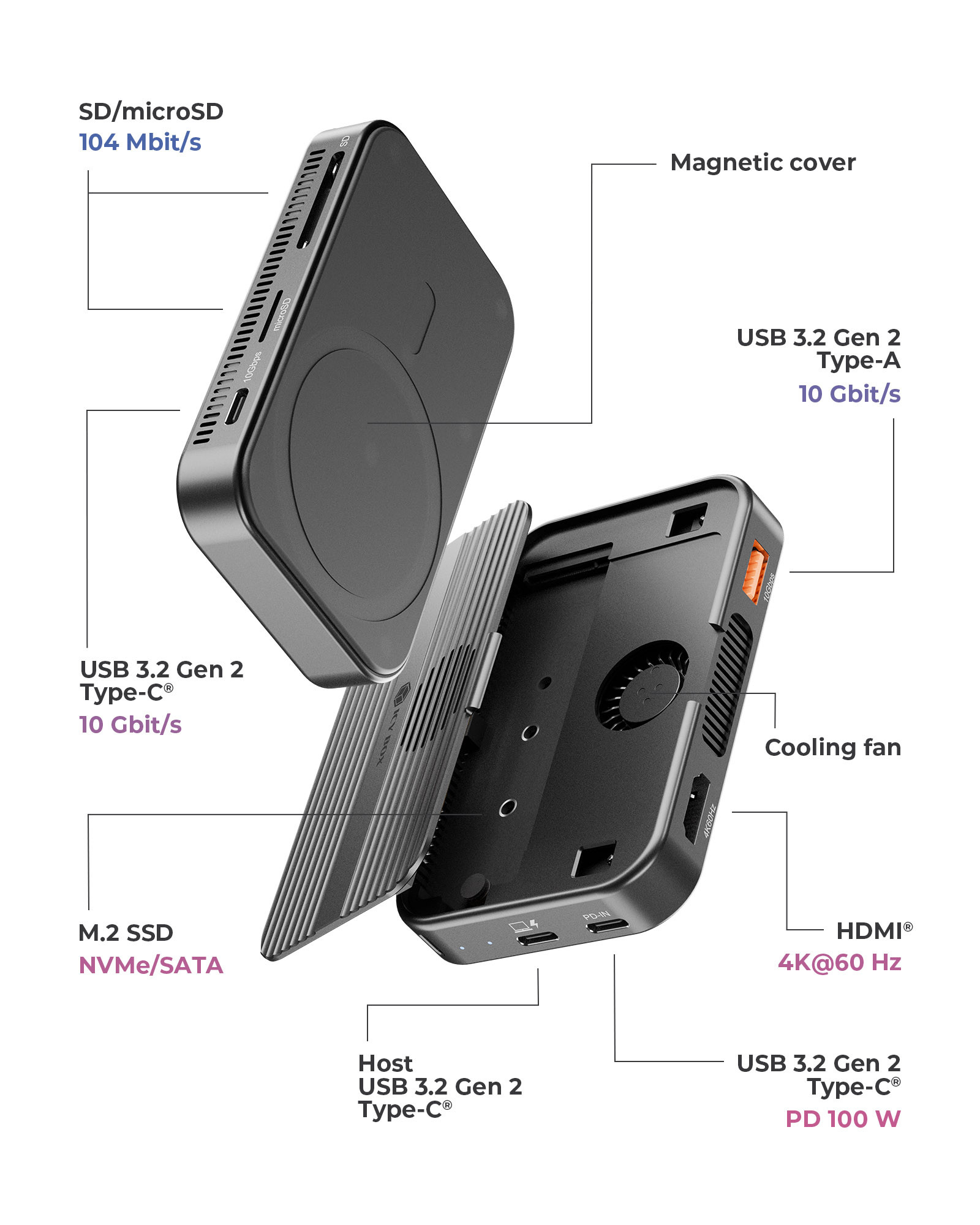 ICY BOX IB-DK4071M-CU31 USB 3.2 Gen 2 (3.1 Gen 1) Type-C Black – image 4