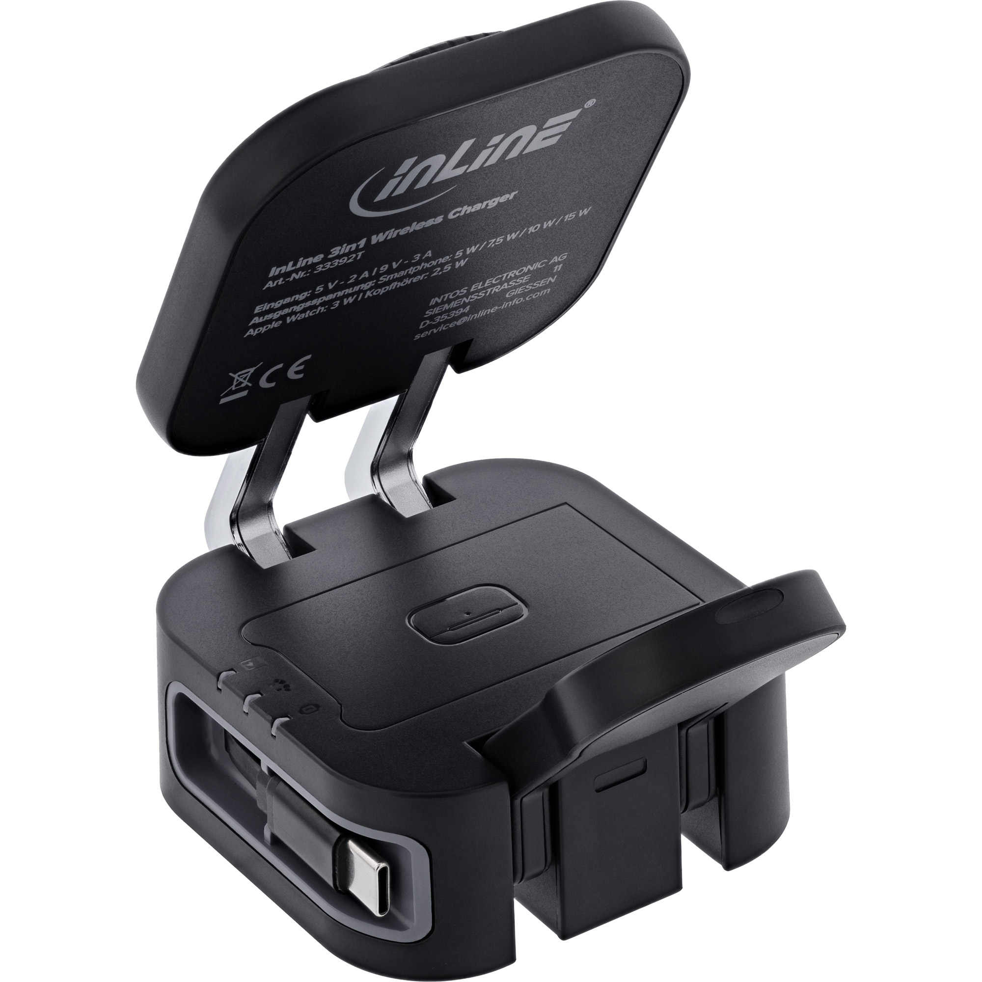 InLine 33392T mobile device charger Headphones, Headset, Smartphone, Smartwatch Black USB Wireless charging Indoor – image 2