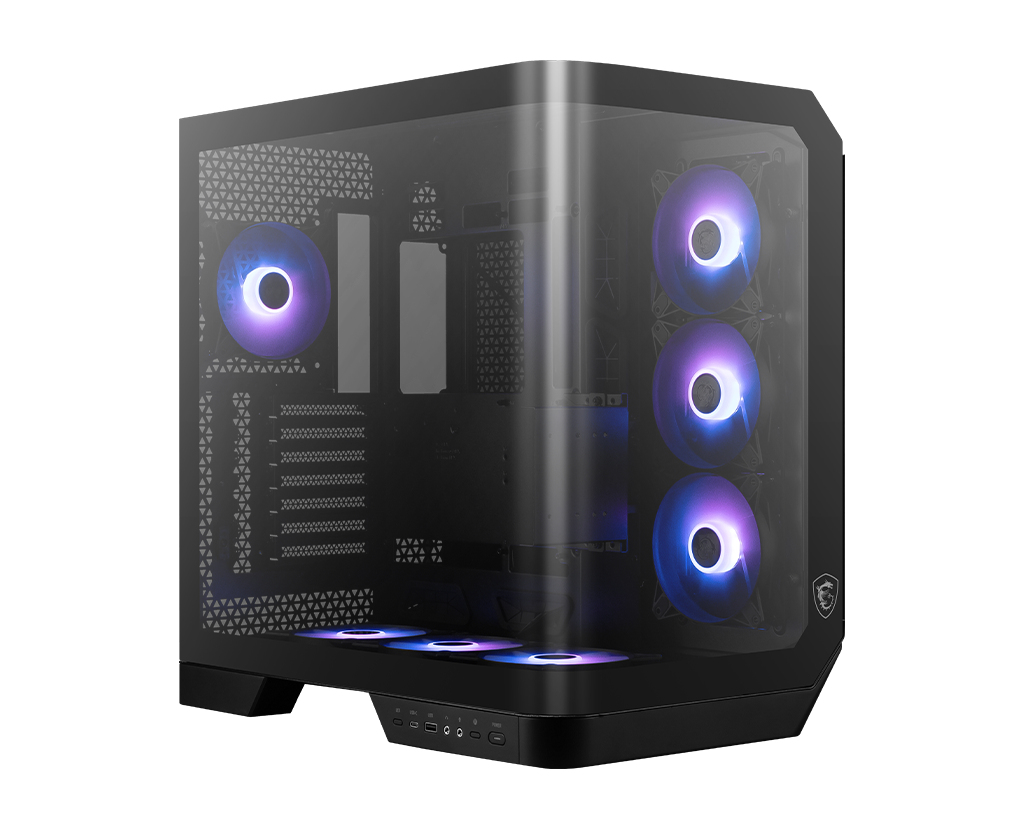 Gabinete ATX MSI MAG PANO 120R PZ , Incluye 7 Fans 120mm ARGB, Radiador 360mm Max, Color Negro