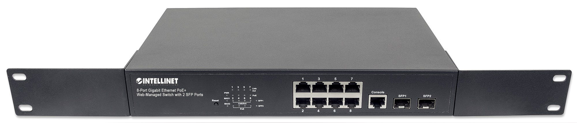 Intellinet 8-Port Gigabit Ethernet PoE+ Web-Managed Switch with 2 SFP Ports, IEEE 802.3at/af Power over Ethernet (PoE+/PoE) Compliant – image 7