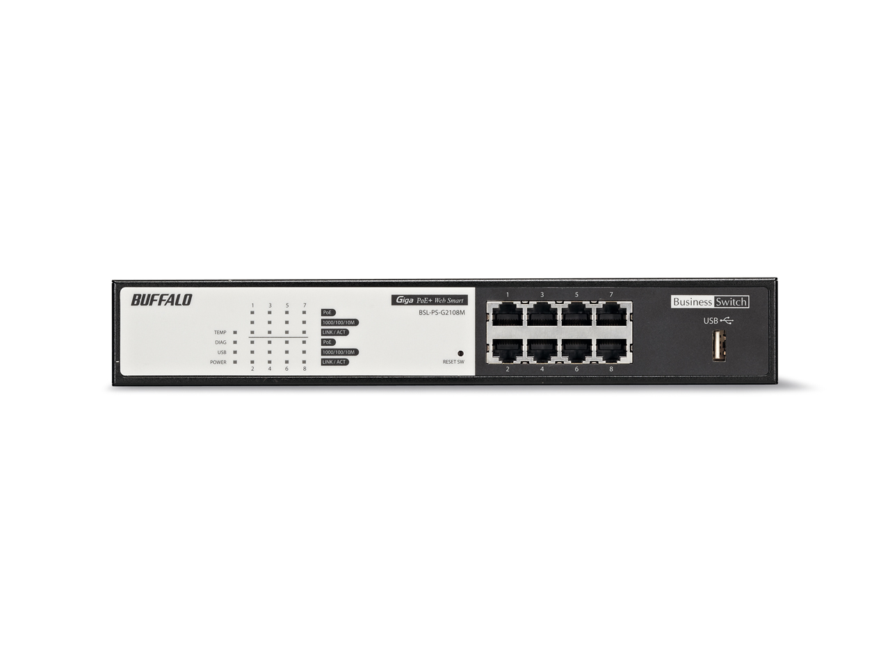 Buffalo BSL-PS-G2108M network switch Managed L2 Gigabit Ethernet (10/100/1000) Power over Ethernet (PoE) Black – image 3