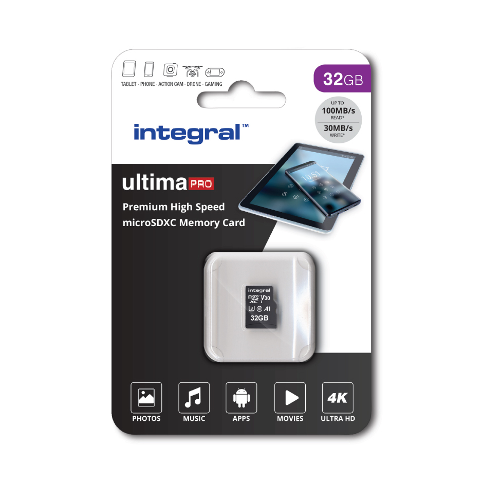 Integral 32GB MICRO SDHC UHS-1 U3 CL10 V30 A1 UP TO 100MBS READ 30MBS WRITE – image 2