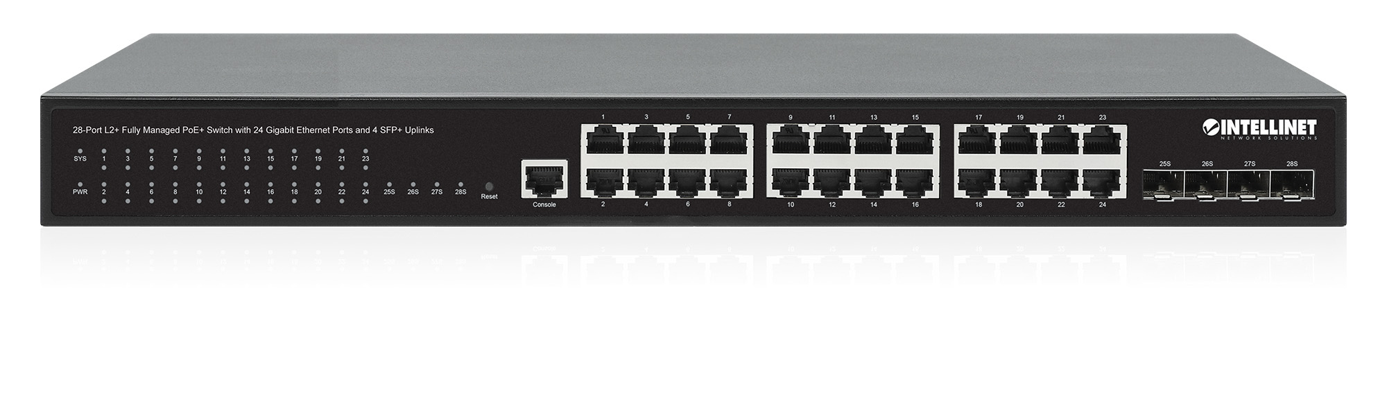 Intellinet 28-Port L2+ Fully Managed PoE+ Switch with 24 Gigabit Ethernet Ports and 4 SFP+ Uplinks IEEE 802.3at/af (PoE+/PoE) Compliant – image 5