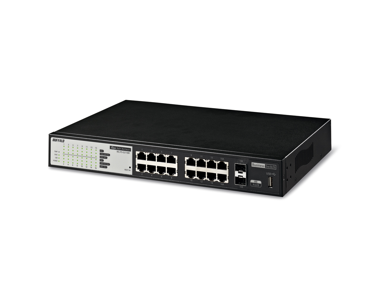 Buffalo BSL-PS-G2116M network switch Managed L2 Gigabit Ethernet (10/100/1000) Power over Ethernet (PoE) Black