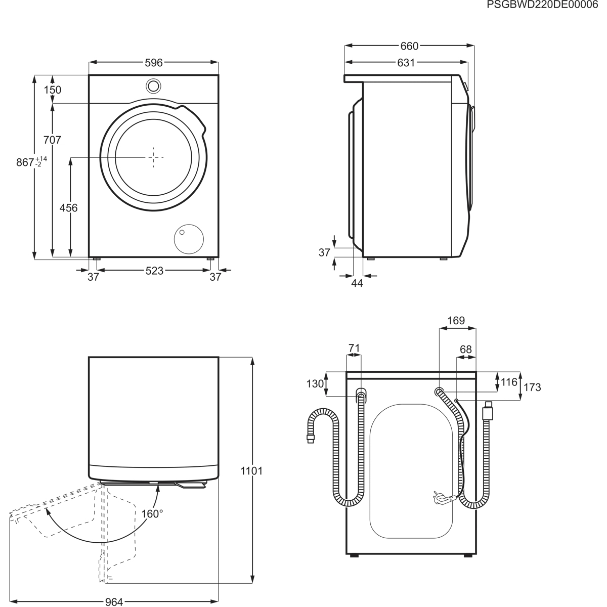 AEG Series 9000 LWR9E964MB washer dryer Freestanding Front-load White – image 9