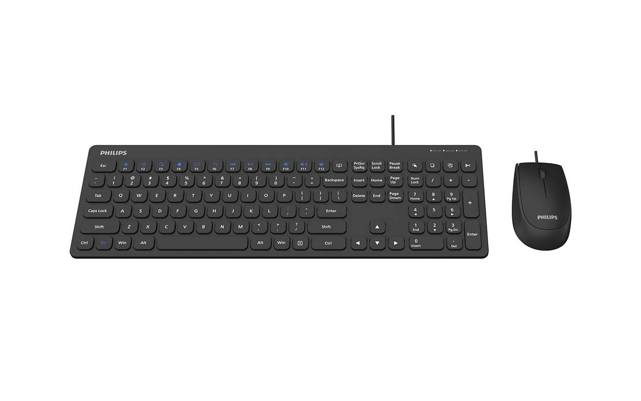 Philips 2000 series SPT6217B/93 keyboard Mouse included Universal USB QWERTY English Black – image 2