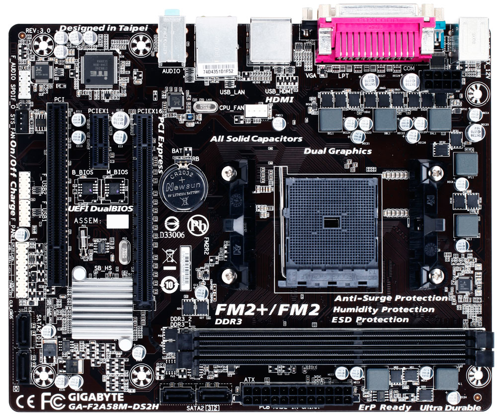 GIGABYTE GA-F2A58M-DS2H motherboard AMD A58 Socket FM2+ micro ATX