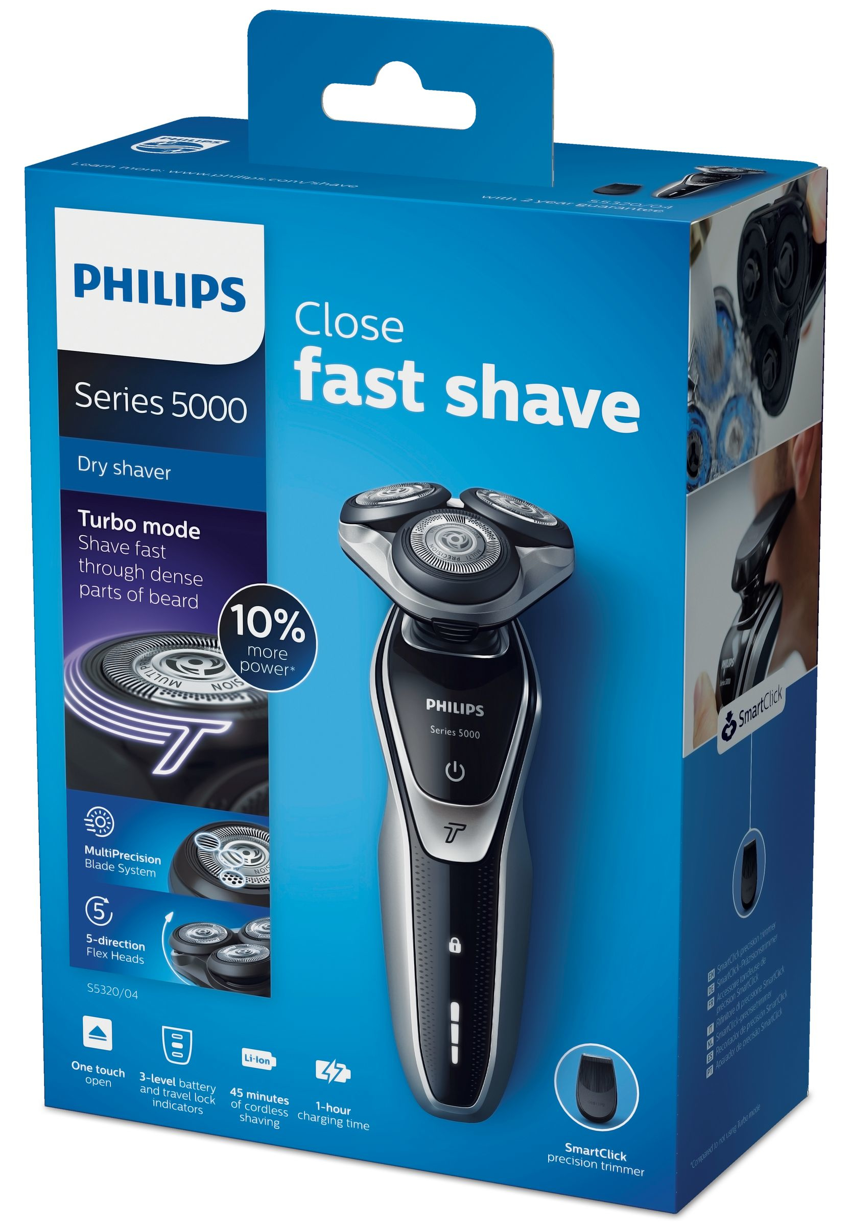Philips SHAVER Series 5000 S5320/04 men's shaver Rotation shaver Trimmer Black, Silver – image 2