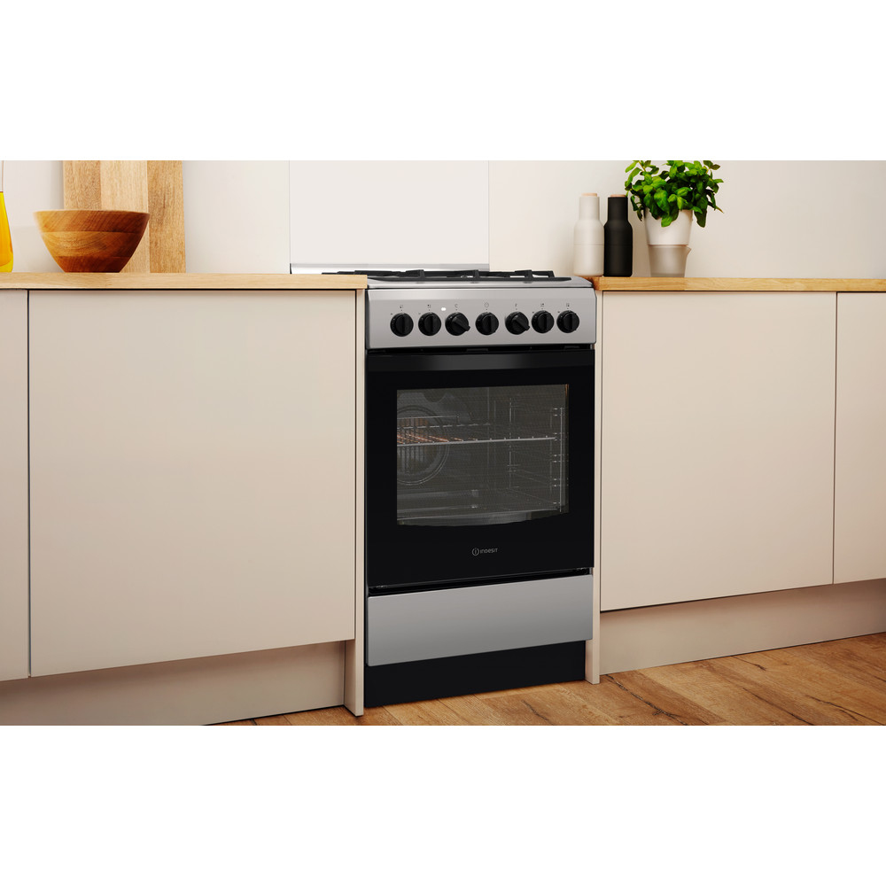 Indesit IS5G5PHX/PO cooker Freestanding cooker Gas Black, Stainless steel – image 5