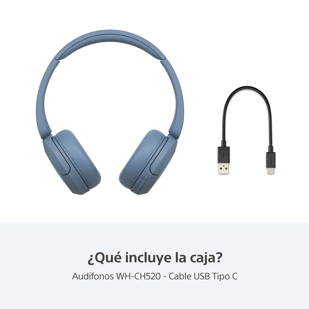Audífonos Sony WH-CH520 - Inalámbrico - Bluetooth - Azul - WH-CH520/LZ Audífonos Sony WH-CH520 - Inalámbrico - Bluetooth - Azul - WH-CH520/LZ