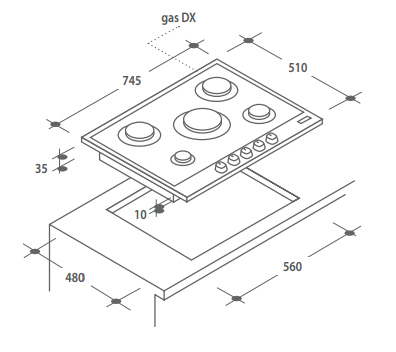 Candy CPG75SWPX hob Stainless steel Built-in Gas 5 zone(s) – image 2