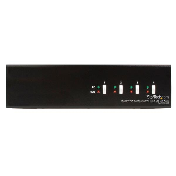 StarTech.com 4 Port DVI VGA Dual Monitor KVM Switch USB with Audio & USB 2.0 Hub – image 2