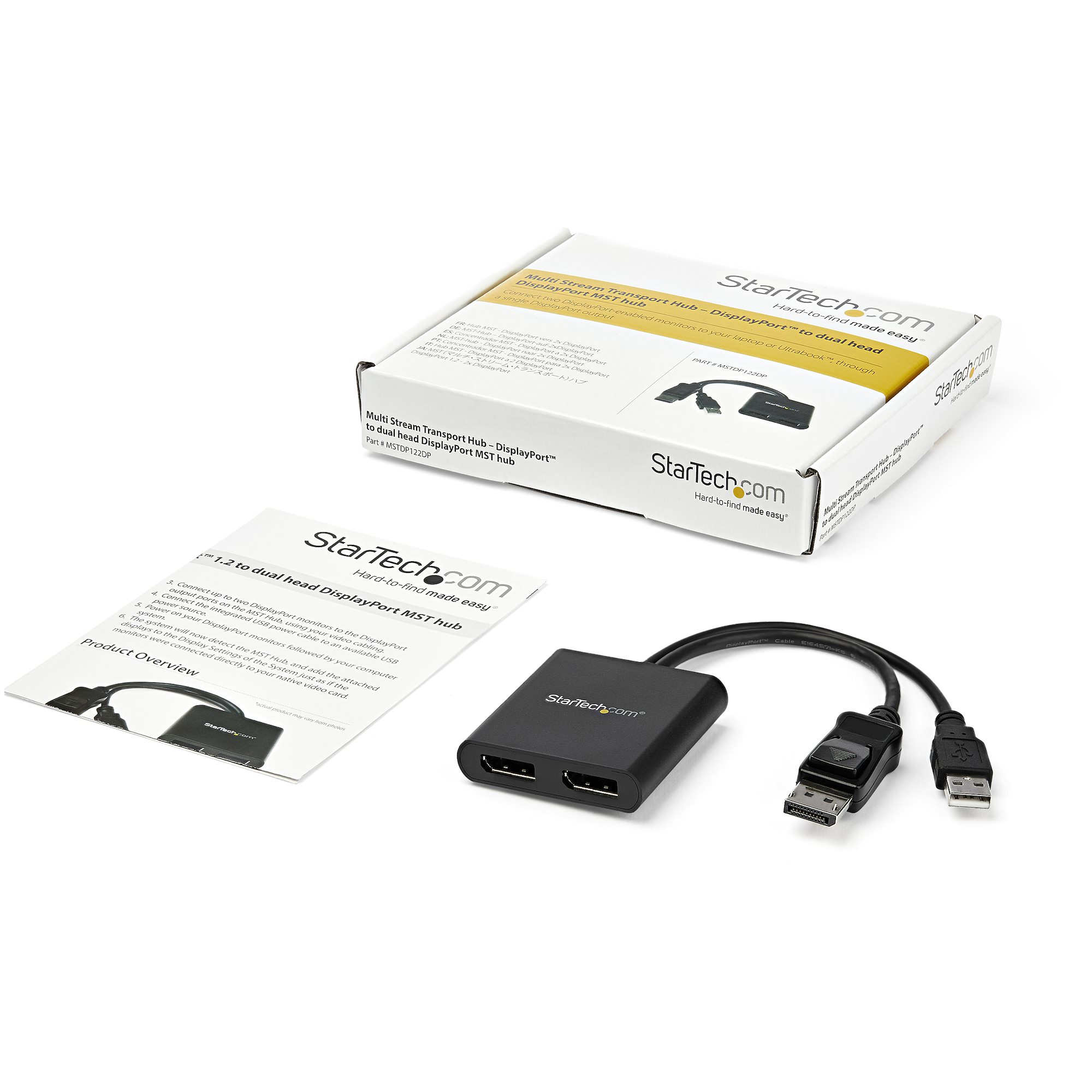 StarTech.com 2-Port Multi Monitor Adapter - DisplayPort 1.2 MST Hub - Dual 4K – image 2