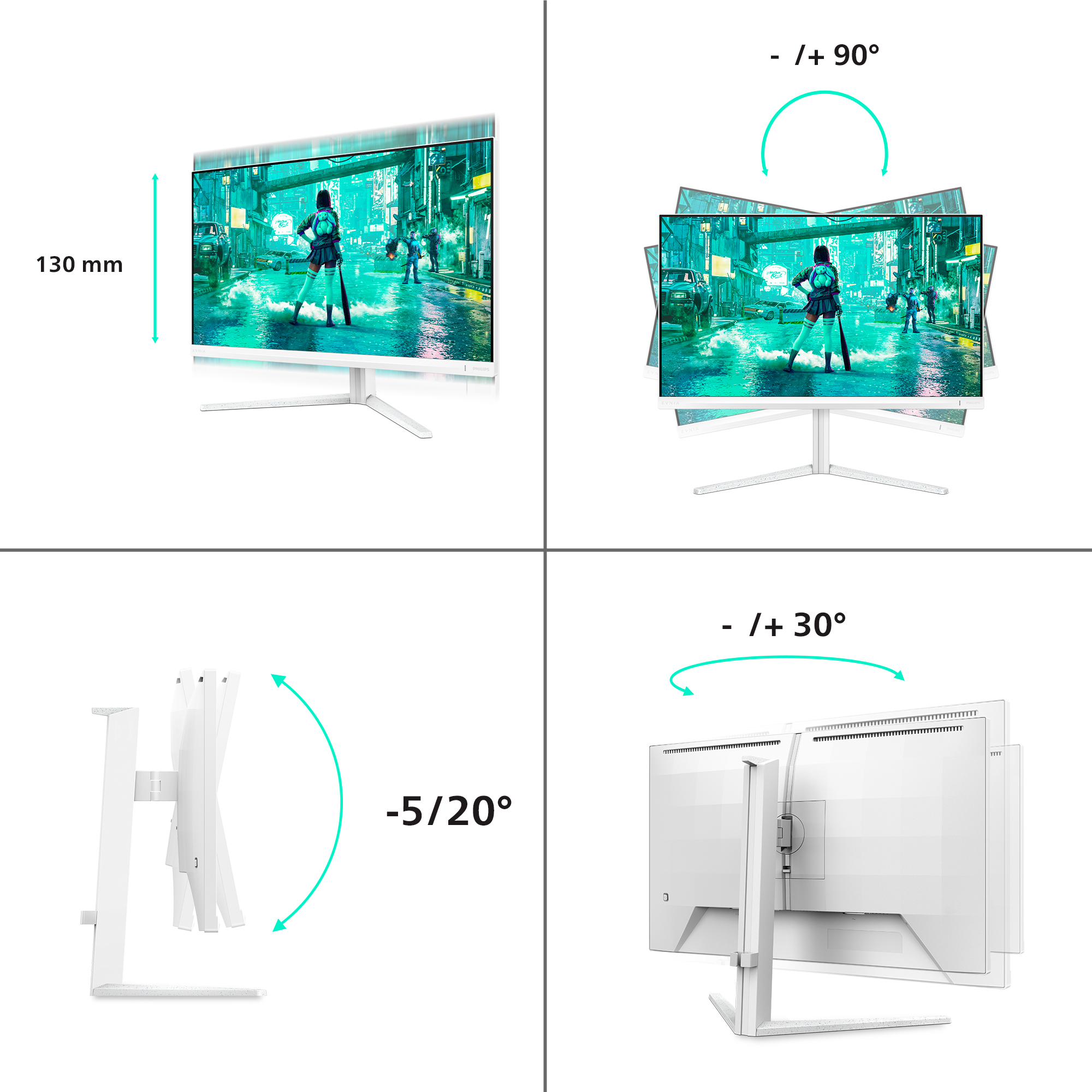 Philips Evnia 27M2N3201A/00 computer monitor 68.6 cm (27″) 1920 x 1080 pixels Full HD LCD White image 3