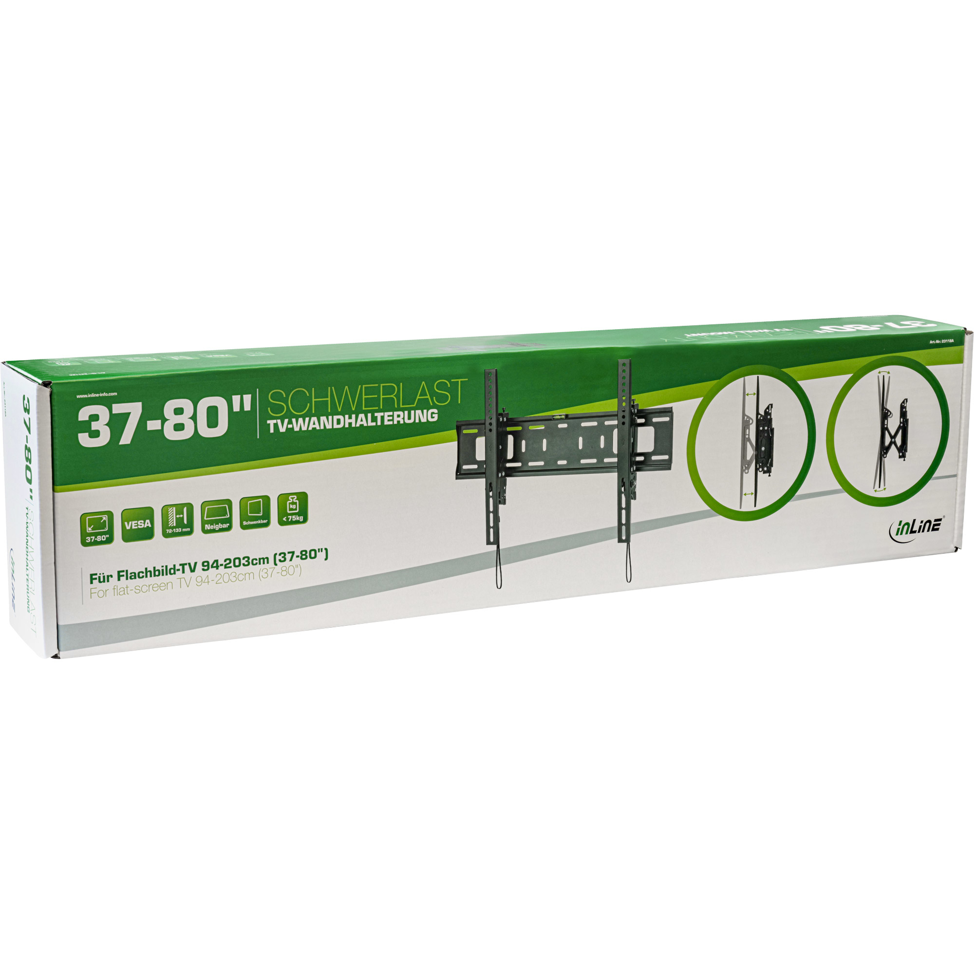 InLine Heavy-duty wall mount, tiltable, for flat screen TV (37-80"), max. – image 9