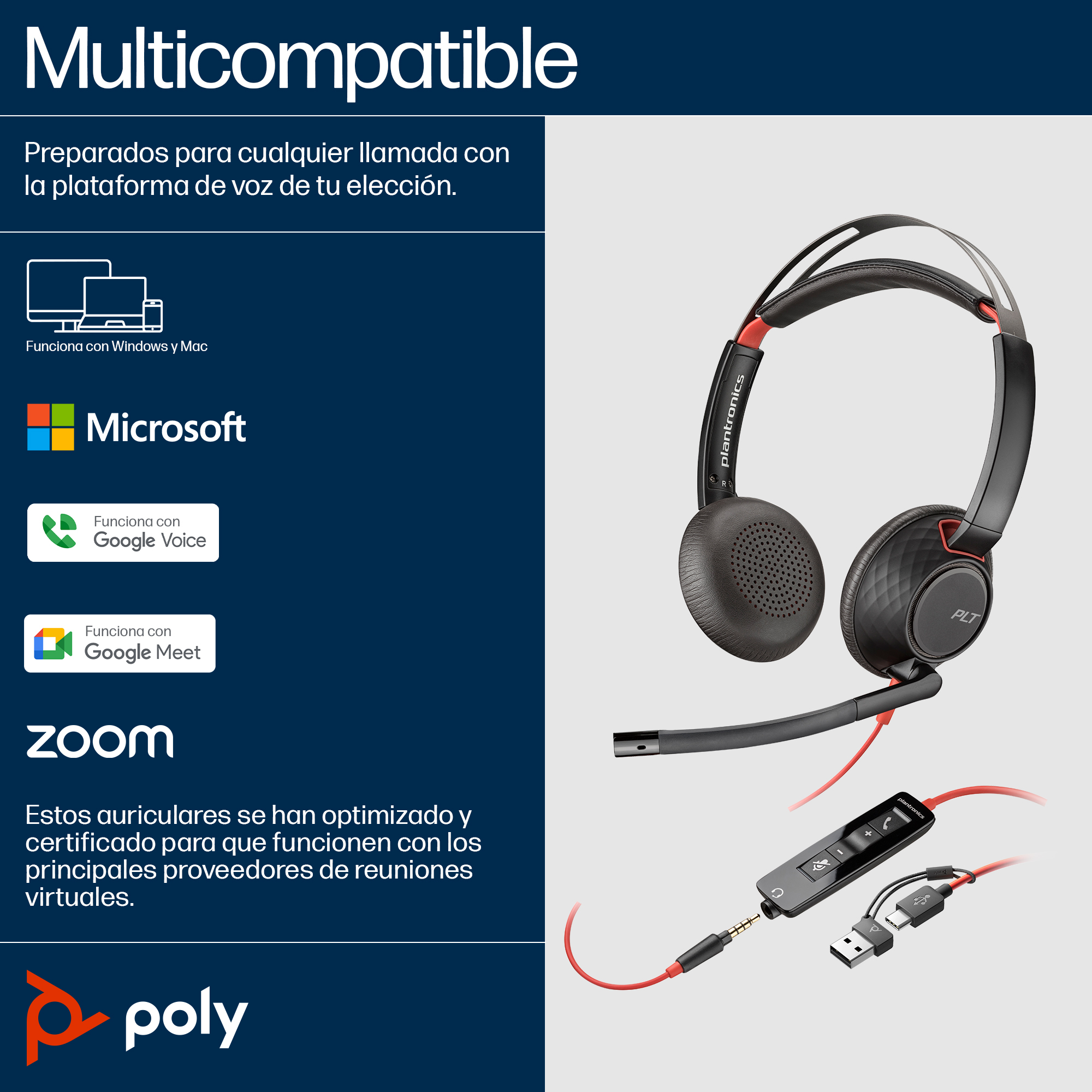 HP Poly Blackwire 5220 Stereo USB-C Headset +3.5mm Plug +USB-C/A Adapter. Product type: Headset. Connectivity technology: 