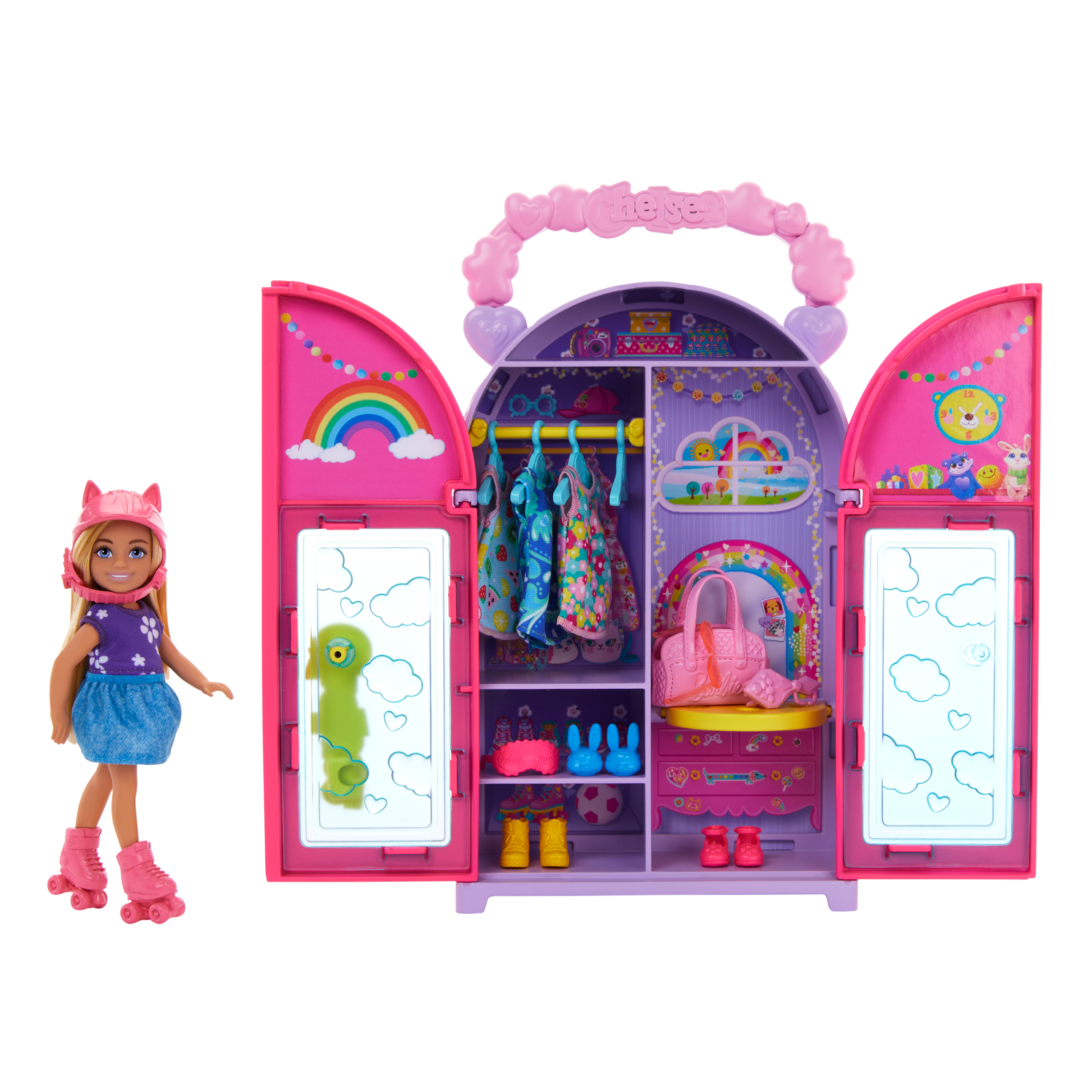 Barbie Chelsea -nukke, vaatekaappi, vaatteita ja asusteita