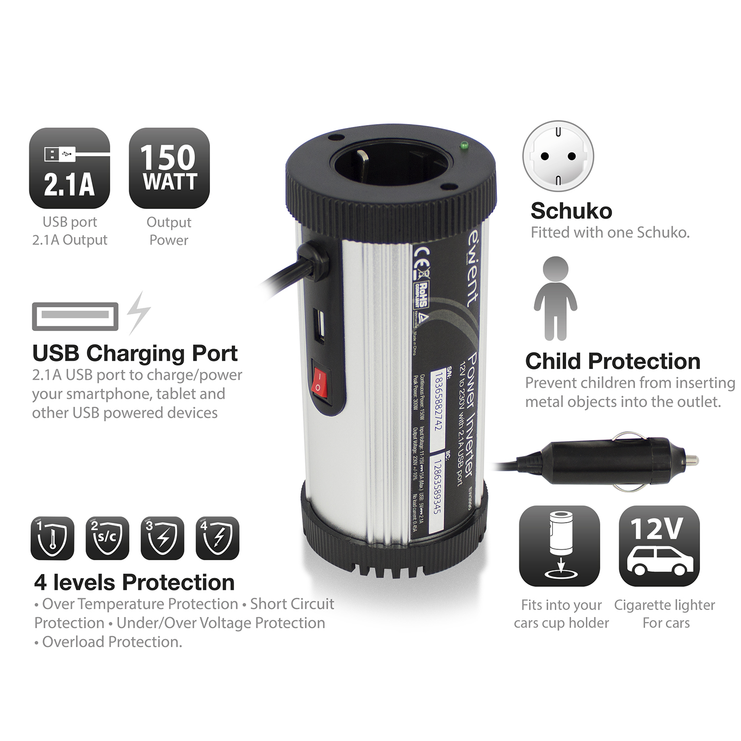 Ewent EW3990 power adapter/inverter Auto – image 2