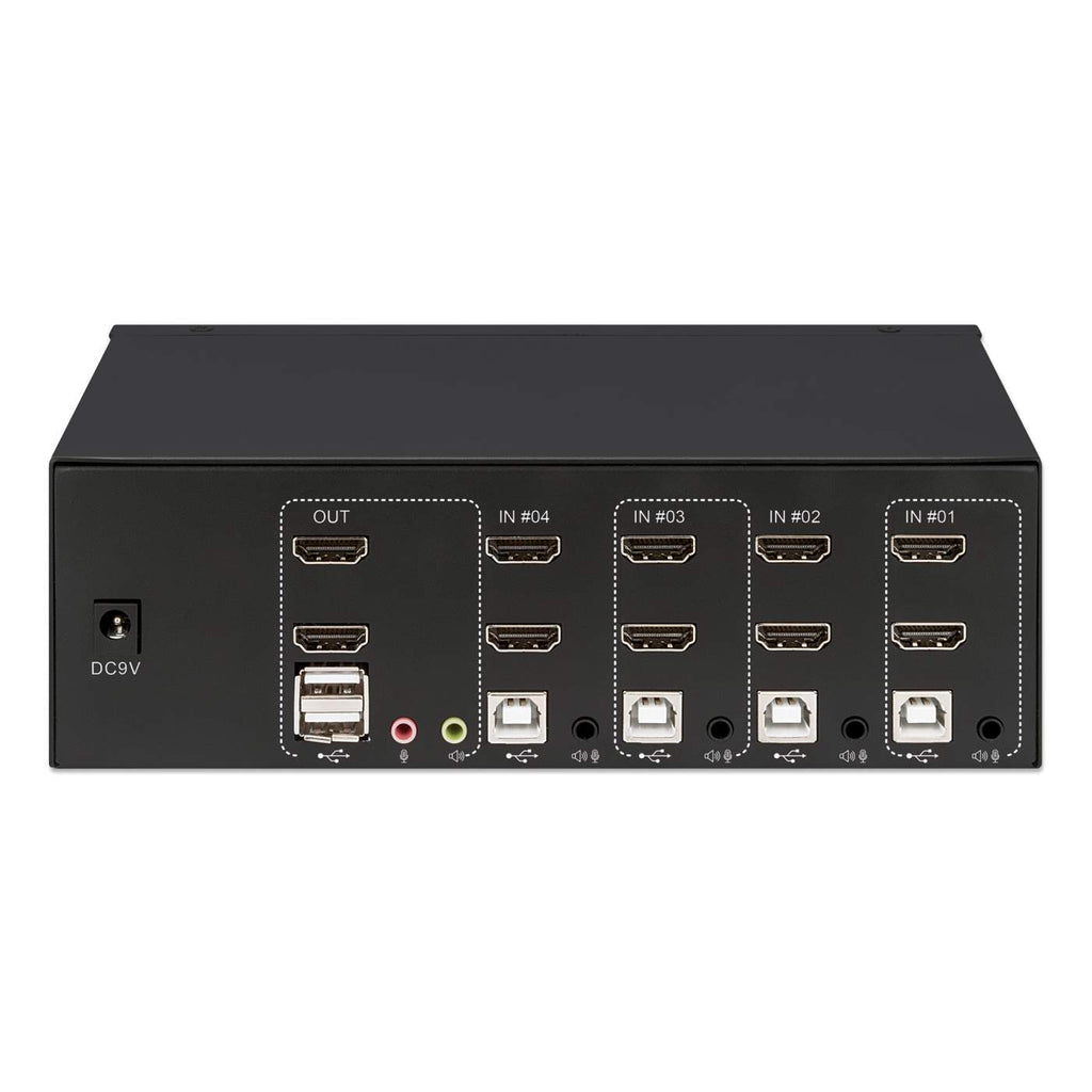 Manhattan HDMI KVM Switch 4-Port, 4K@30Hz, USB-A/3.5mm Audio/Mic Connections, Cables included, Audio Support, Control 4x computers from one pc/mouse/screen, USB – image 6