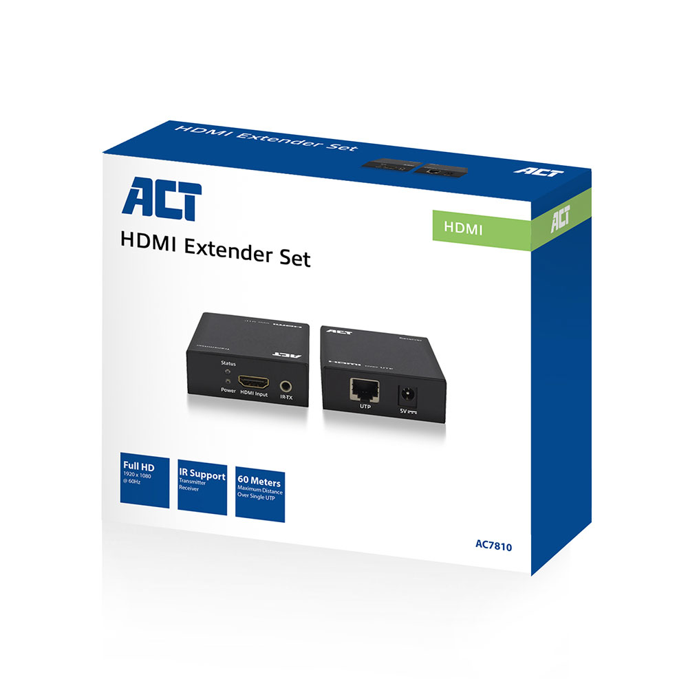 ACT AC7810 HDMI extender set, single Cat6, 60 meter, 3D and IR support – image 4