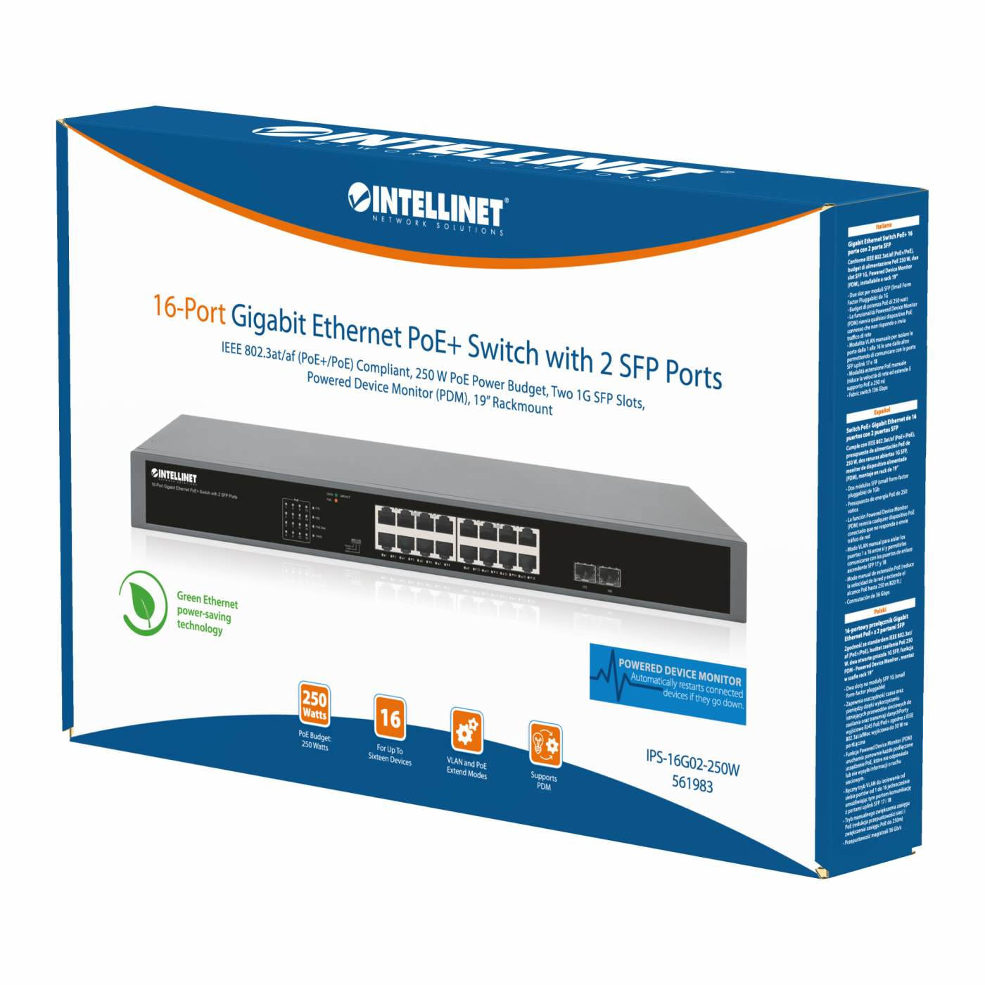 Intellinet 561983 network switch Unmanaged Gigabit Ethernet (10/100/1000) Power over Ethernet (PoE) 1U Black – image 7
