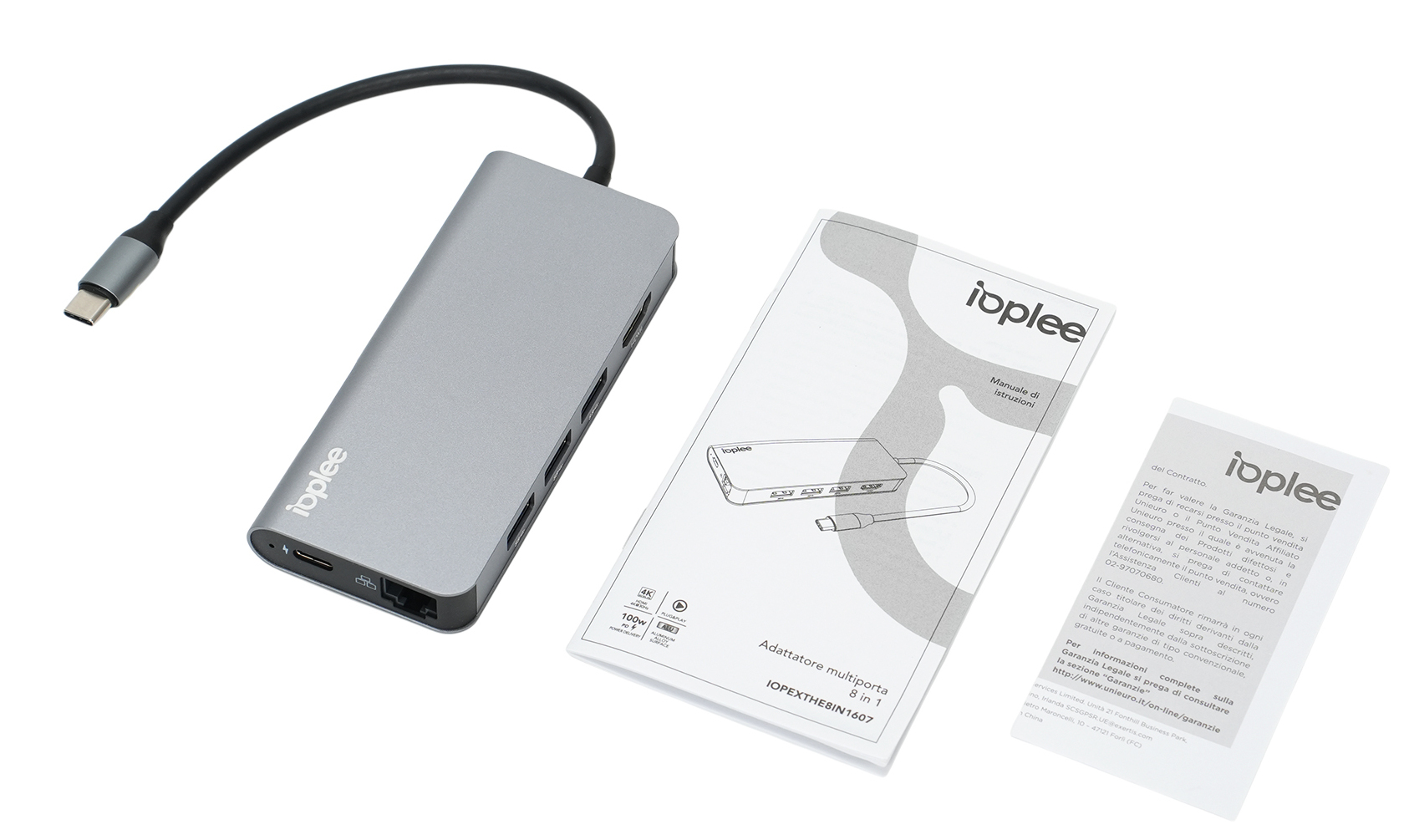 IOPLEE IOPEXTHE8IN1607 interface hub USB Type-C 5000 Mbit/s Grey – image 5