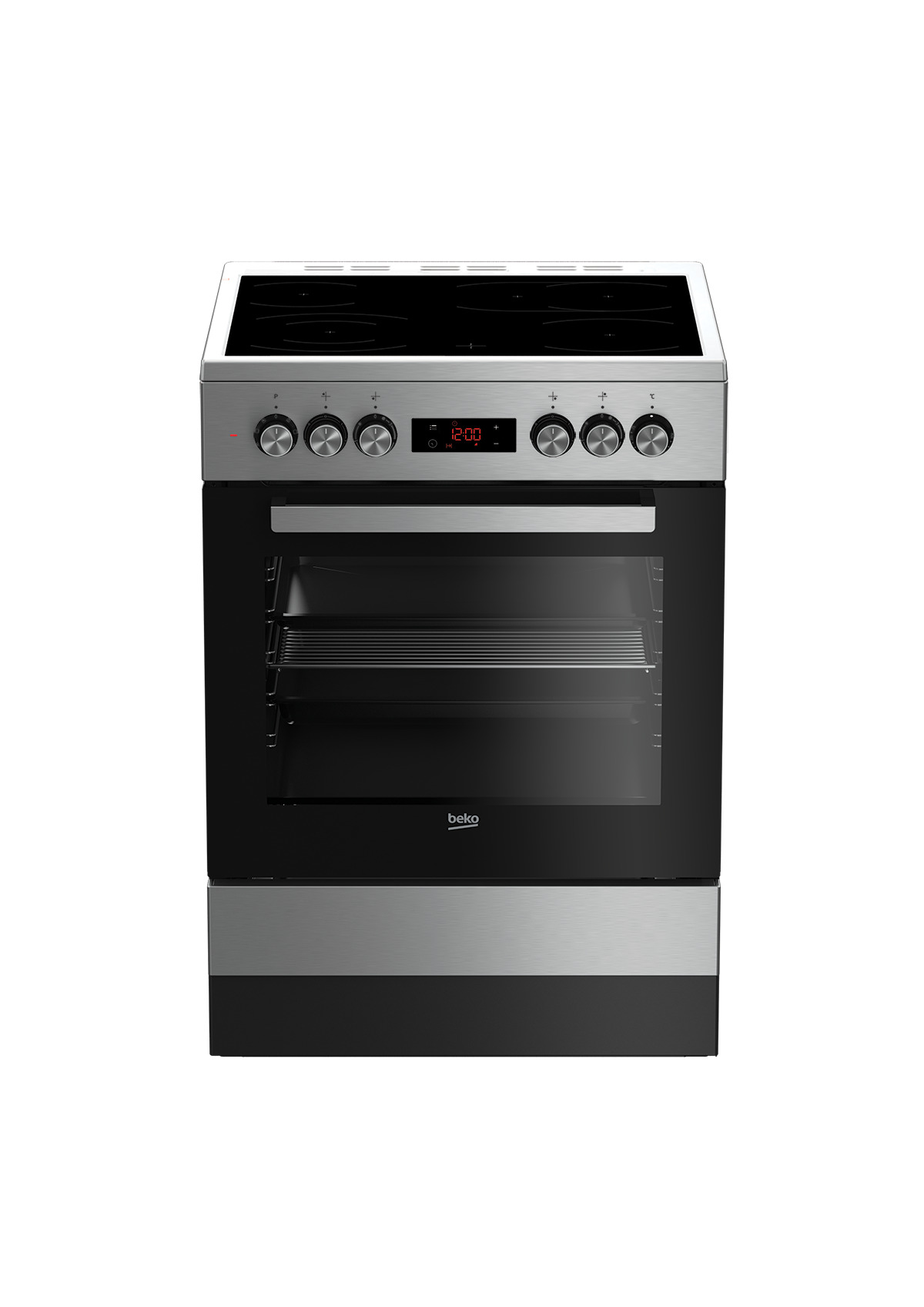 Beko FBM67320GXS Freestanding cooker Electric Ceramic hob Black, Stainless steel – image 1