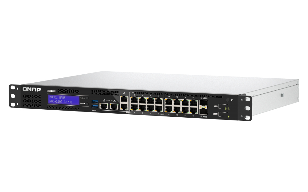 QNAP QGD-1602-C3758-16G Netzwerk-Switch Managed L2 2.5G Ethernet (100/1000/2500) Schwarz, Grau