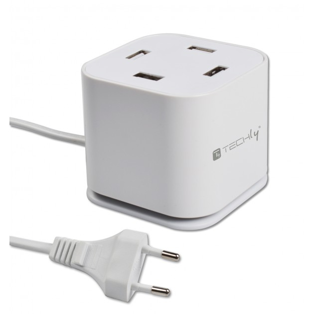 Techly IPW-USB-CUB496 mobile device charger Digital camera, MP3, MP4, Smartphone, Tablet White AC Indoor – image 1