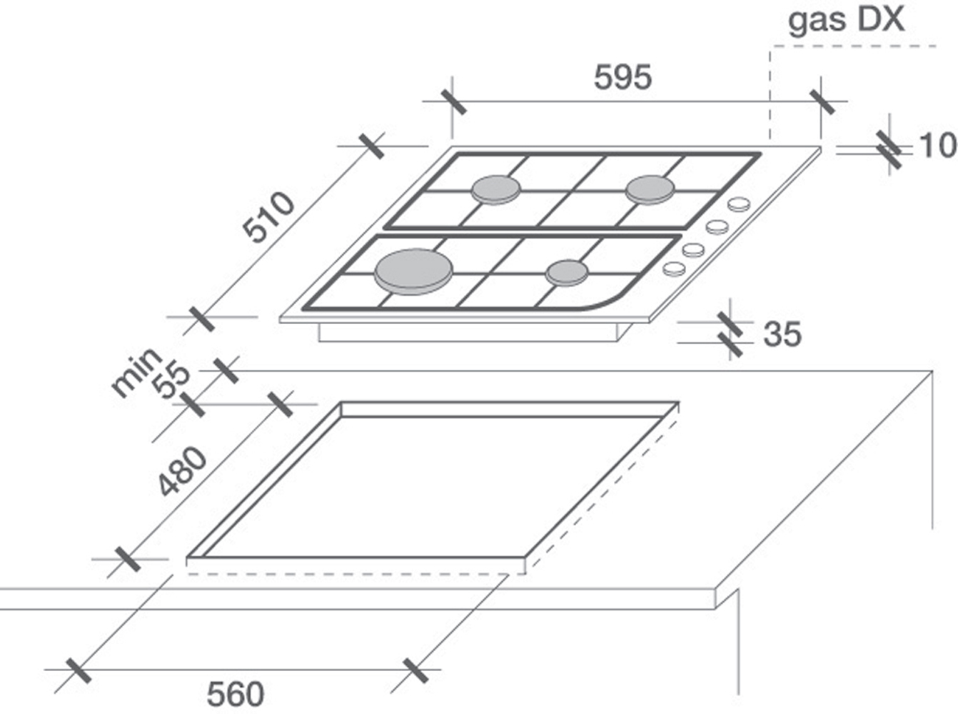 Hoover H-HOB 100 GAS HGL64SX Stainless steel Built-in 4 zone(s) – image 2