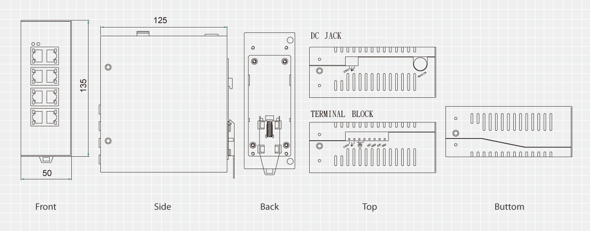 LevelOne 9-Port Industrial Fast Ethernet Switch, DIN-Rail, 1 Port SC Multi-Mode Fiber – image 2