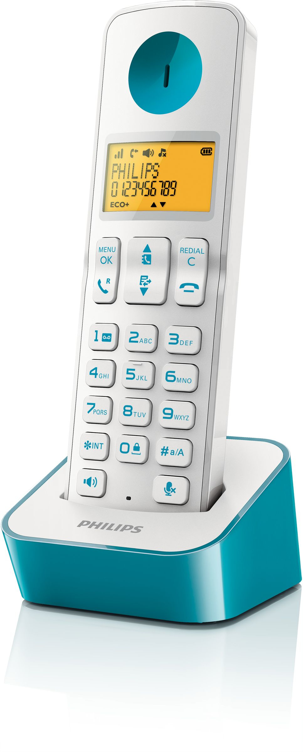 Philips D2101WT/22 telephone DECT telephone Caller ID Turquoise, White